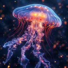 Fototapeta premium Glowing marine life jellyfish art high resolution image