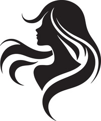 Graceful Woman Silhouette with Flowing Hair in Wind