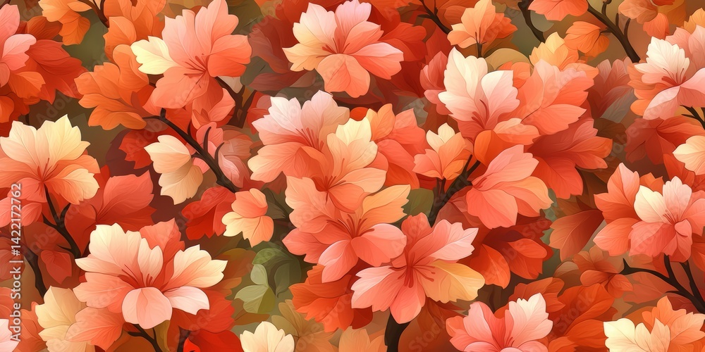 Aufkleber close up of a bunch of orange leaves. the leaves are arranged in a way that they look like they are 