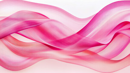 Obraz premium Pink Ribbon Waves: Fluid Movement of Delicate Strands for Abstract Art or Gentle Sensations