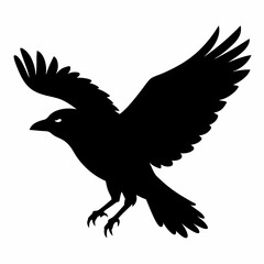 Crow flying silhouette vector isolated on white background