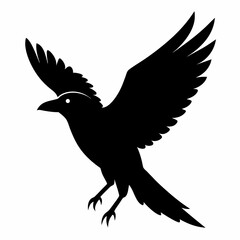 Crow flying silhouette vector isolated on white background