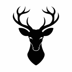 Deer head silhouette vector isolated on white background