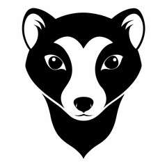 Ferret head silhouette vector isolated on white background