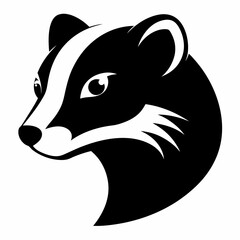 Ferret head silhouette vector isolated on white background