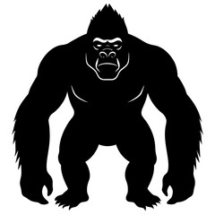 Gorilla silhouette vector isolated on white background 