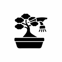 creative details Bonsai care icon (watering vector Illustration