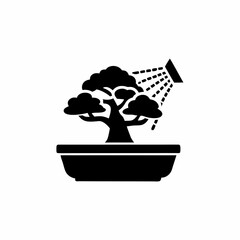 creative details Bonsai care icon (watering vector Illustration