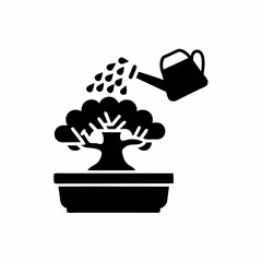 creative details Bonsai care icon (watering vector Illustration