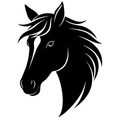 Horse head silhouette vector isolated on white background