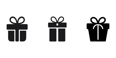 set of christmas gift box silhouette, Christmas gift box silhouette illustration, set of gift boxes vector black silhouette icons isolated on white background, Christmas gift box vector silhouette.