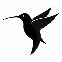 Hummingbird head silhouette vector isolated on white background 