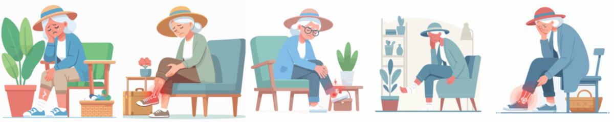 Fototapeta premium vector of grandmother having leg pain
