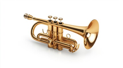 Obraz premium Brass trumpet isolated on white background. Generative AI