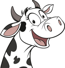 funny cow cartoon isolated