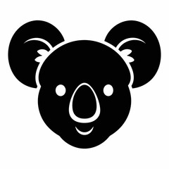 Koala head silhouette vector isolated on white background
