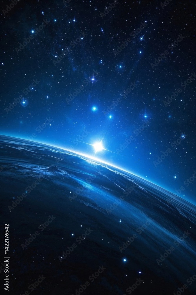 Canvas Prints a view of the earth from space with stars in the background