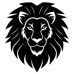 Lion head silhouette vector isolated on white background