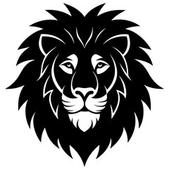 Lion head silhouette vector isolated on white background