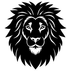 Lion head silhouette vector isolated on white background