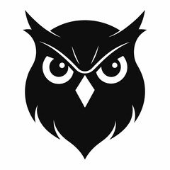 Owl head silhouette vector isolated on white background