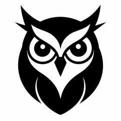 Owl head silhouette vector isolated on white background