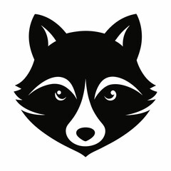 Raccoon head silhouette vector isolated on white background