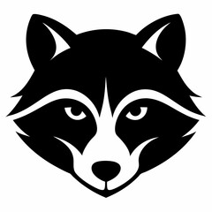 Raccoon head silhouette vector isolated on white background