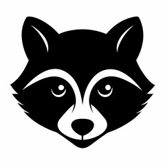Raccoon head silhouette vector isolated on white background