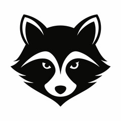 Raccoon head silhouette vector isolated on white background