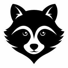 Obraz premium Raccoon head silhouette vector isolated on white background