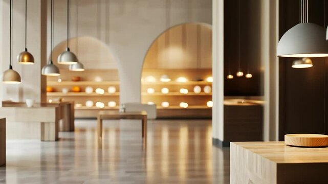 Modern minimalist retail store interior design with ceramic display