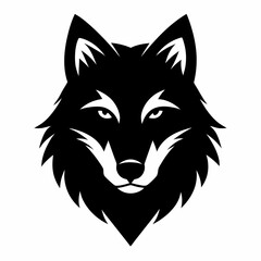 Wolf head silhouette vector isolated on white background