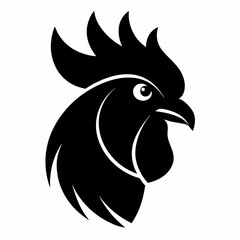 Chicken head silhouette vector isolated on white background