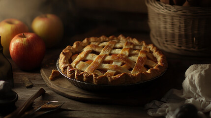 Rustic apple pie with flaky crust