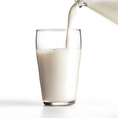 Glass of Milk on plain white background - product photography