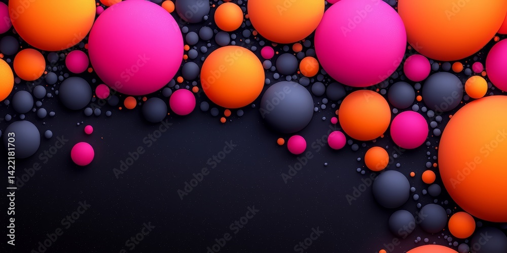 Aufkleber colorful background of many different colored balls. the background is black and the balls are in va