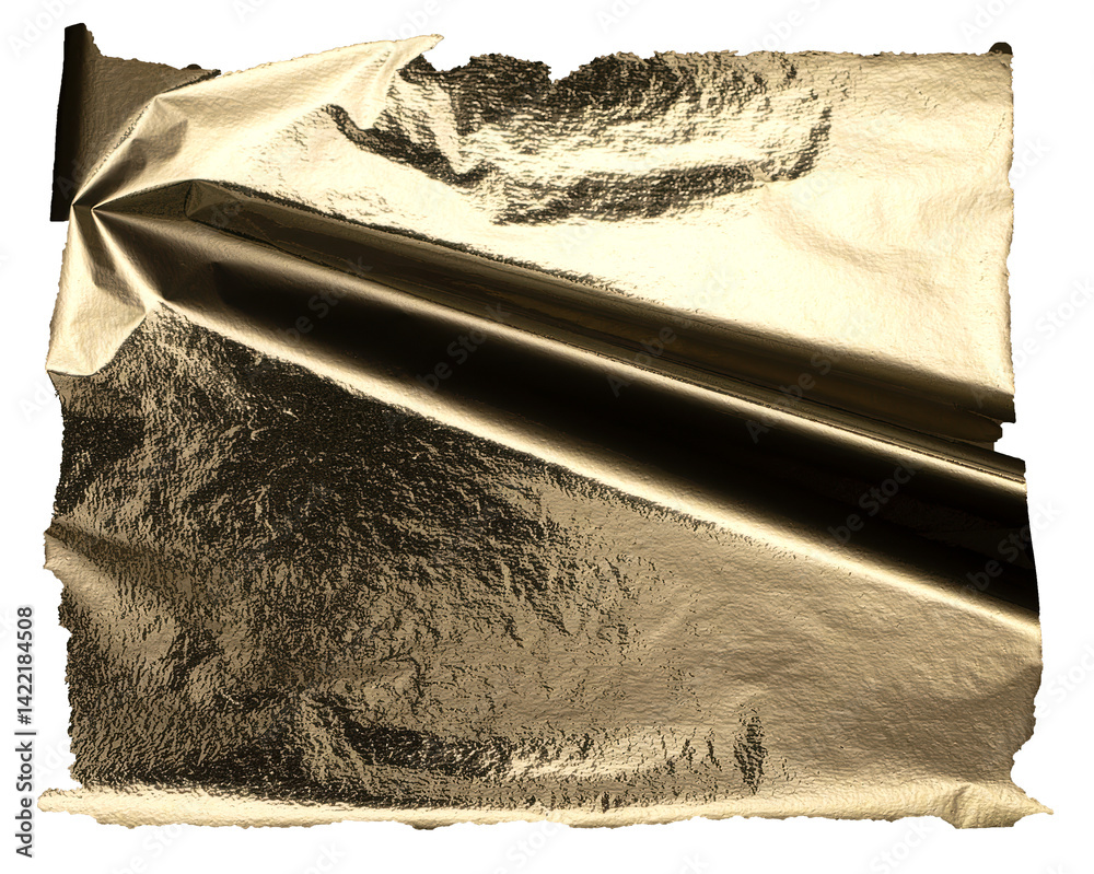 Poster gold metallic foil texture with a crumpled, folded surface. luxury, shiny material with a reflective