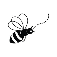 minimalist bee tiny wings trail vector art silhouette