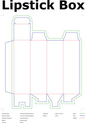Lipstick box packaging die cut template vector design for cosmetic products and manufacturing