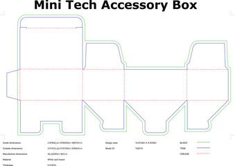 Precision Diecut Packaging Template for a Mini Tech Accessory Box Design