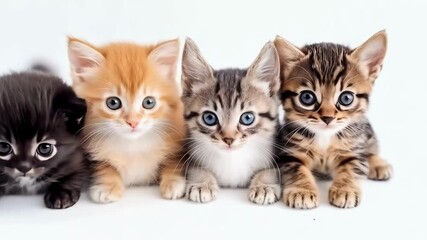 Adorable Kittens Lineup Four Cute Fluffy Cats Posing Together