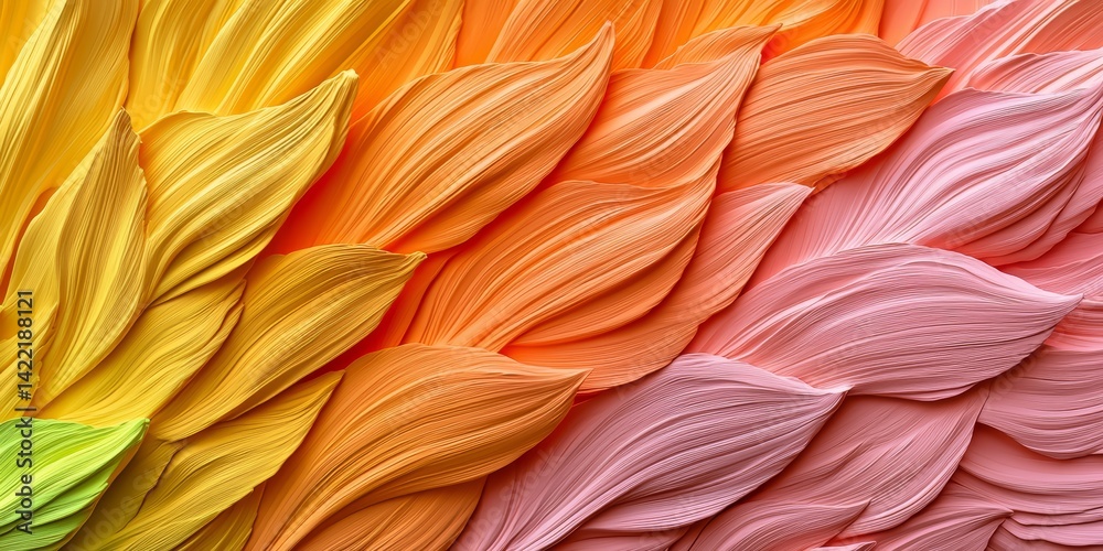 Aufkleber colorful leafy pattern with a yellow and orange background. the colors are vibrant and the pattern i