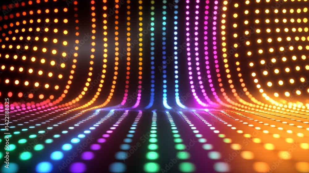 Aufkleber colorful light show with a rainbow of colors. the lights are arranged in a long line, creating a dyn