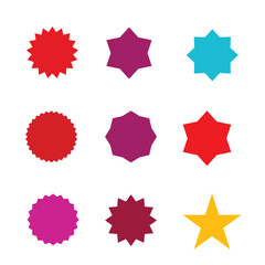 Colorful Star and Geometric Shapes on White Background