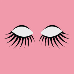 Stylized eyelashes vector illustration on pink background for beauty and fashion design
