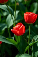 Naklejka premium there are many red flowers that are growing in the garden