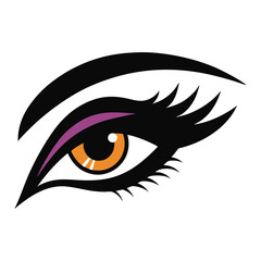 Graphic vector illustration of a stylized female eye with long lashes