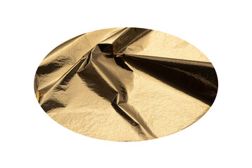 Golden elliptical shape with a sleek, metallic surface creates a modern, geometric design. Wrinkled texture and pearlescent gleam add a royal, decorative touch, perfect for premium decor and.
