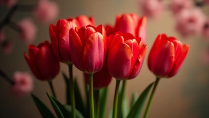 Fototapeta premium Stunning Red Tulips in Bloom